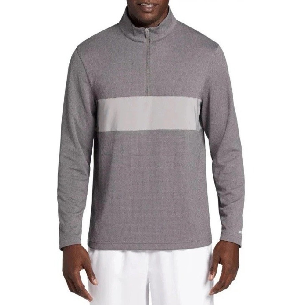 Prince Men's Fashion Stripe 1/4 Zip Castlerock Size S